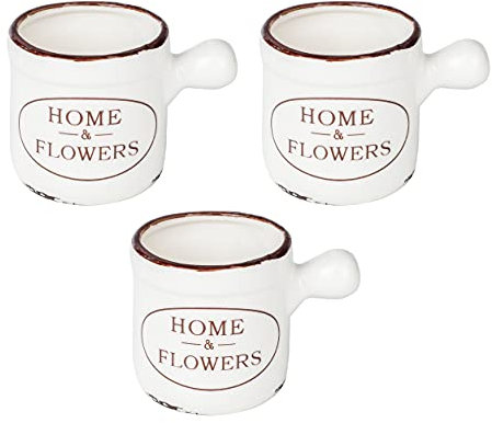 3er Set Kräutertöpfe Keramik weiß Küche Kräuter Blumentöpfe Töpfe Fensterbank Topf