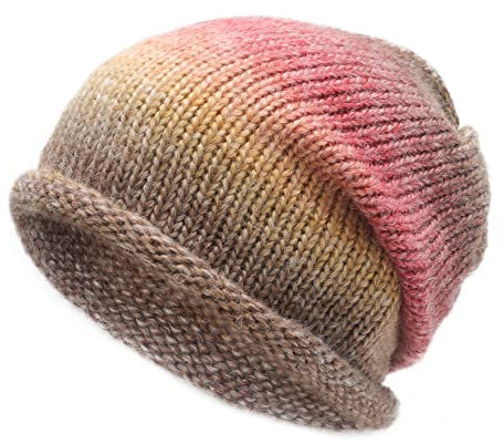 ZLYC Damen Strickmütze Slouchy Beanie Mütze Weich Winter Stretch Skull Cap(Farbverlauf Orange)