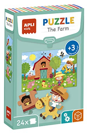 APLI Kids 18746 – Lehrreiches Puzzle Der Bauernhof ab 3 Jahren – 24 Teile à 7 x 7 cm