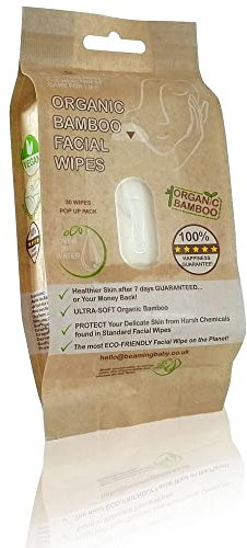 Ecopeach Organic Bamboo, 100% Biodegradable Facial Cleansing Wipes - 180 Face Wipes (6 Packs x 30) Multipack. Unscented, Plastic Free & Hypoallergenic with Organic Aloe Vera. Gentle on Sensitive Skin