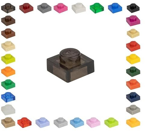 100 Klemmbausteine Bausteine 1x1 Noppen Fliesen Tiles Mosaik Noppen Kompatibel freie Auswahl 34 Farben (024 - Schwarz Transparent)