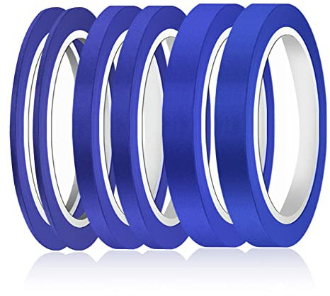 AIEX 6 Rollen Fine Line Tapes, 3/6/12,6 mm Breit Kreppband Farbiges Kreppband Malerband für, Auto Schule Büro Heimwerkerprojekte (Blau)
