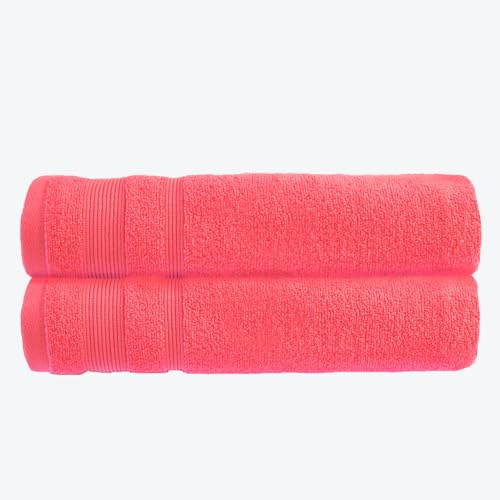Allure Zero Twist Bath Sheet Set, Extra Large Bath Towel, Pack of 2, 100 x 150cm, 100% Egyptian Cotton (Hot Pink)