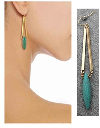 Yheakne Boho Türkis Tropfen Ohrringe Tribal Türkis Ohrringe Türkis Blau Ohrringe Vintage Gold Lange Ohrringe für Frauen und Mädchen Dezember Geburtstag Schmuck