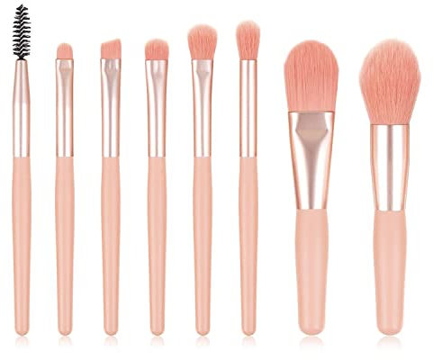 ALEXOUN Make-up Pinsel Set Make-up Pinsel 8 Stück Make-up Pinsel Set für Gesicht und Augen, Synthetische Pinsel（Pink）