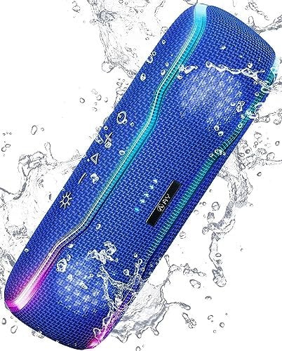 AY Bluetooth Lautsprecher Musikbox Tragbarer IPX7 Wasserdicht Bluetooth Box mit Bunten Licht und Satten Bässen, Stereo-Pairing, Eingebautes Mikrofon, 24h Akku, Perfekt für Zuhause, Draußen