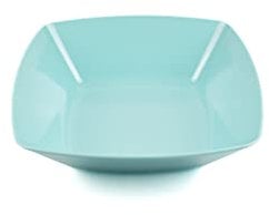 Buzztrove 4 Pcs Deep Square Plastic Bowls Set | 16 cm, 19 cm & 24 cm | Unbreakable Colorful Bowls for Parties, E-Co Friendly, Reusable Bowls for Salad & Pasta (Turquoise, 24 x 24cm)