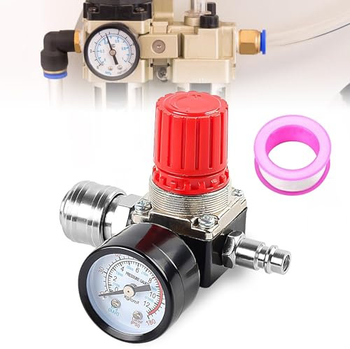 Druckminderer Druckluft: 1/4 Zoll Wasserabscheider Druckluft mit Manometer, 120 PSI Druckregler Kompressor Druckluft Regler, EU-Standard 4 Löcher Druckminderer, Druckminderer Kompressor Luftwerkzeuge