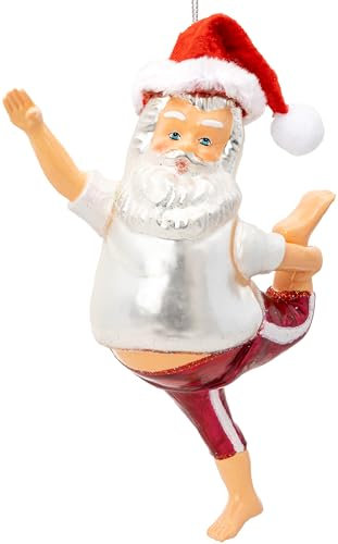 SIKORA BS908 Yoga Weihnachtsmann Christbaumschmuck Glas Figur Weihnachtsbaum Anhänger