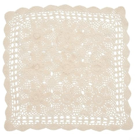 Zoegneer Vintage gehäkelte Tischdecke mit quadratischem Spitzenmuster Vintage quadratische Häkeltischdecke für Heimdekoration (60 x 60 cm, Beige)