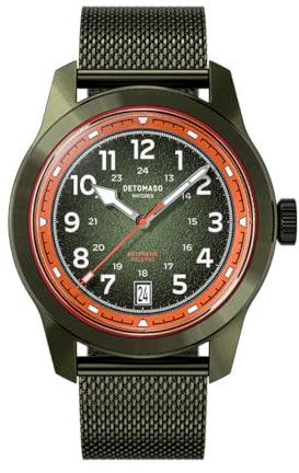 DeTomaso Green Explorer Automatic Olive Herren Armbanduhr Analog Automatik Mesh Armband Olive