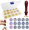 17 Stück Siegelstempel Wachssiegel Stempel Siegelstempel Personalisiert Wachsstempel Wachs Siegel Stempel Kit Wachsstempel Köpfe mit Abnehmbarem Holzgriff & Aufbewahrungskiste für DIY-Einladungen etc