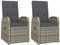 Willood 2er Garten Liegestuhl mit Auflagen Gartenstuhl Relaxstuhl Sessel Stuhl Gartensessel Gartenmöbel Hochlehner Poly Rattan Grau