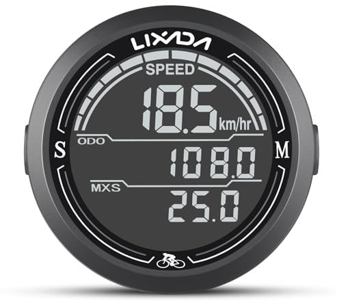 Lixada Kabelgebundener Fahrrad-Tachometer, wasserdicht, rund, Fahrradcomputer, Hintergrundbeleuchtung, Kilometerzähler