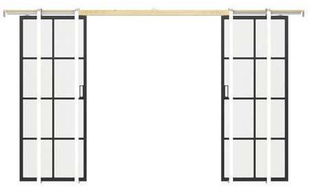 Vente-unique-Doppel-Schiebetür mit Galandage-System - Aluminium & Sicherheitsglas - 2 x 205 cm x 83 cm - WILDEN II