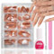 MrCuvaryas Lot de 240 faux ongles courts à presser - En forme d'amande - Pour ongles en gel - Avec colle - En acrylique - À coller (amande blanche, 240 pièces)