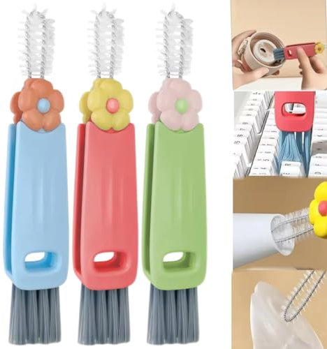 3 in 1 Cup Lid Cleaning Brush,3 in 1 Multifunctional Cleaning Brush,Multipurpose Bottle Gap Cleaner Brush Cup Lid Cleaner Bottle Cap Brushes,For Water Bottles And Cups