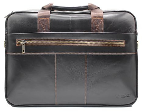 Zerimar Leather Executive Briefcase for Men – Zip Closure – Adjustable Shoulder Bag – Interior and Exterior Pockets – Organizer for Documents or Laptop – 44 x 1 x 7 cm, Leather