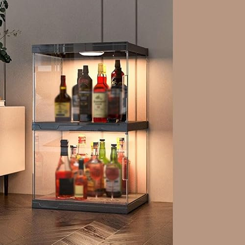 LED Bancone Bar Retrò Armadio Creativa Della Decorazione dell'armadietto Vetrina per Vini Trasparente Scaffale di Esposizione di Stoccaggio del Vino con Anta per Cucina Bar Cantinetta Vino.(40x32x64cm