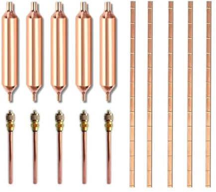 Juego de 15 varillas de mantenimiento de aire acondicionado, filtro y secador, juego de herramientas de reparación de aire acondicionado, varilla de latón