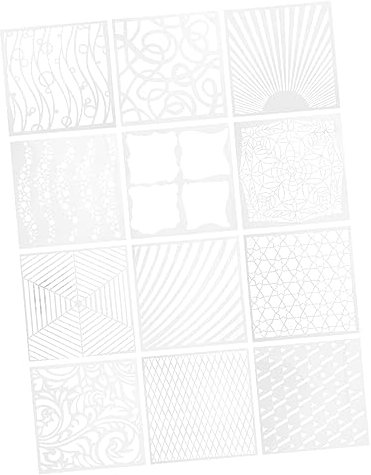 Hohopeti 12pcs Geometric Stencil Pattern Stencils for DIY Art Journal Notebook Wall Painting