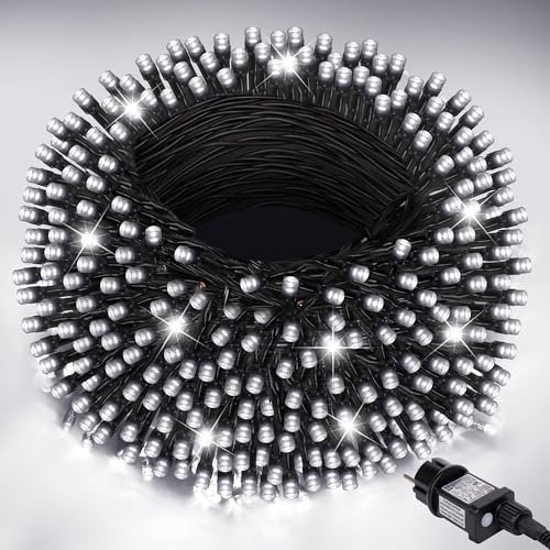 LED Lichterkette Außen, 10 m 100 LED Weihnachtsbaum Lichterkette, 8 Modi LED Lichterkette Innen mit Timing- und Speicherfunktion Für Weihnachten, Party, Hochzeit, Garten, Balkon Deko (Kaltweiß)