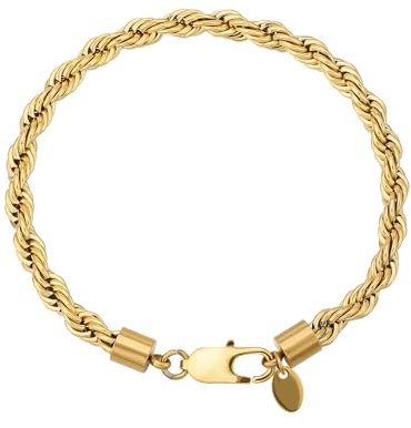 KRKC Kordelkette Armband Herren (18K Gold Vergoldet, 19)