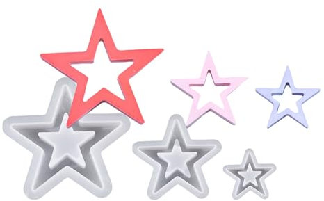 3 moldes de silicona para hacer adornos, moldes de silicona de estrella hueca, moldes de resina para manualidades, adecuados para estudiantes de arte