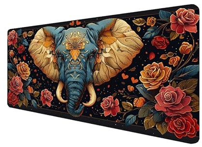 éLéPhant Tapis de Souris 900x400x3mm Grand Tapis de Souris,Fleur Tapis de Souris Gamer,Base en Anti-Dérapage,Durable et Imperméable,Vitesse et La Précision Améliorées pour Bureau,Noël,Cadeaux yx-127
