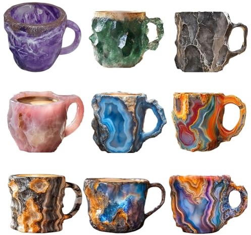 Fiorky Mineral Crystal Coffee Mugs Colorful Crystal Mug Multi-use Elegant Mineral Cup Mineral Crystal Mug Gift for Family Friends
