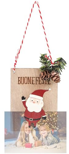 Ornamento di clip per foto in legno di Natale, porta foto da appendere in legno di Natale, ornamento di clip di Natale, strumento di decorazione della struttura stabile per pomello della porta, albero