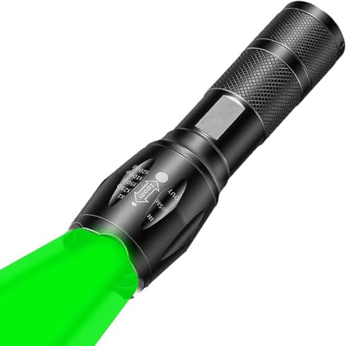 MVIOCS Linterna verde 2 en 1, linterna portátil impermeable de luz verde, linterna LED con combinación de luz blanca y verde para encuestas nocturnas de vida silvestre, descubrir el pelo de las