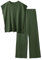 PASUDA Zweiteiler Damen Elegant Pullover Sets Hausanzug Strickpullover Tops Elastische Taille Weites Hose Lounge Sets Rundhalsausschnitt Outfit Freizeitanzug Trainingsanzug (Grün, M)