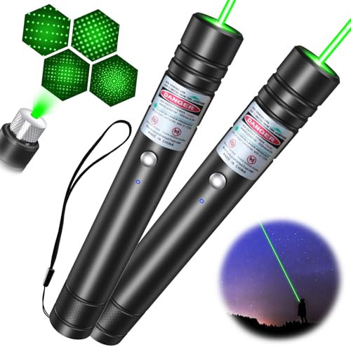 LETEAPII - Linterna táctica de haz verde de largo alcance, recargable por USB, con tapa de estrella ajustable para pantallas de TV/LED/LCD, presentaciones, astronomía, camping, senderismo y al aire