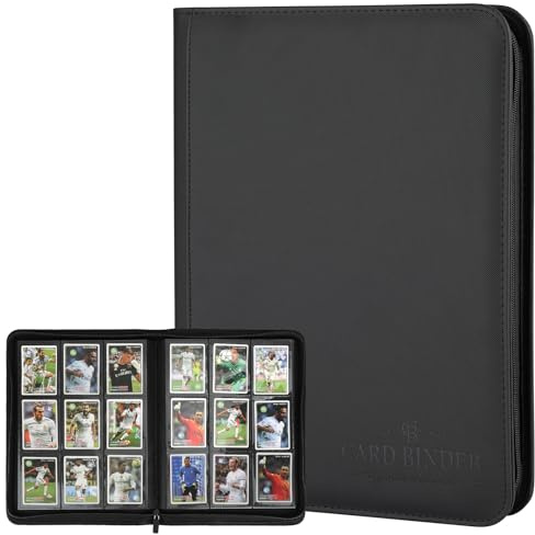 9 Pockets Card Binder,Premium Zip Trading Card Binder,540 Double Sided Pocket PU Collection Binder, Collector Album, Card Folder for MTG, TCG, Business Cards.(Black)