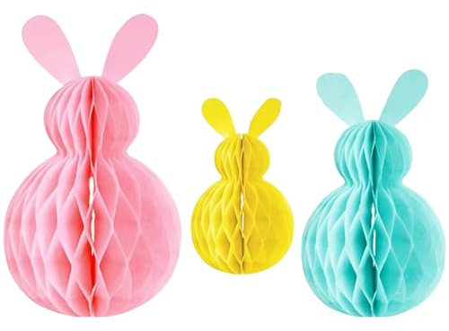 2 Stück Waben Osterdekorationen,Osterdeko Wabenball, Deko Ostereier Osterhase, Papier Wabenbälle, Bunte Wabeneier Ostern Hase Deko, Ostern Wabenball Osterdeko, Osterdekoration Bastelset für Zuhause