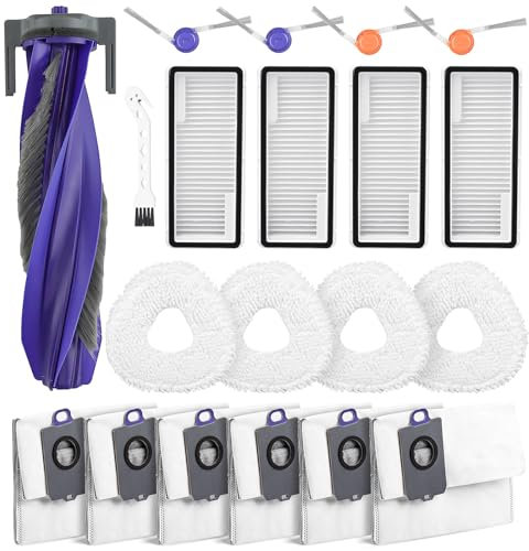 BTRSOLUS 20-teiliges Zubehör-Set für Narwal Freo Z10 Ultra/Narwal Freo Z10 Roboter-Staubsauger, 1 Hauptrollbürste, 6 Staubbeutel, 4 Hepa-Filter, 4 Wischpads, 4 Seitenbürsten, 1 Reinigungswerkzeug
