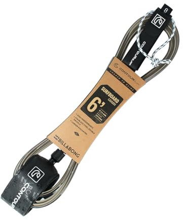 CONTOUR SURF Billabong x Surfboard Leash – Ankle Leash with Double Swivel, Heavy-Duty PU Cord for Longboards and Shortboards, Secure and Lightweight (6 FT)