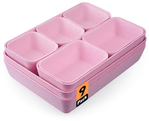 Voniobuy Schubladen Organizer, 9 Stücke Filz Schubladenbox | Ordnungssystem für Schminktisch/ Schreibtisch/ Büro, Aufbewahrungsboxen Set in 4 Größen