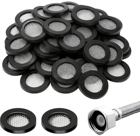 JRYXDS 50 Stück Duschkopf Dichtung Sieb,Brausekopf Dusche Dichtung Sieb,Schwarz Gummidichtring,1/2 Zoll Dusch Duschschlauch Dichtung Filternetz,Dichtungsringe Set Für Wasserhahn Schlauchverbinder