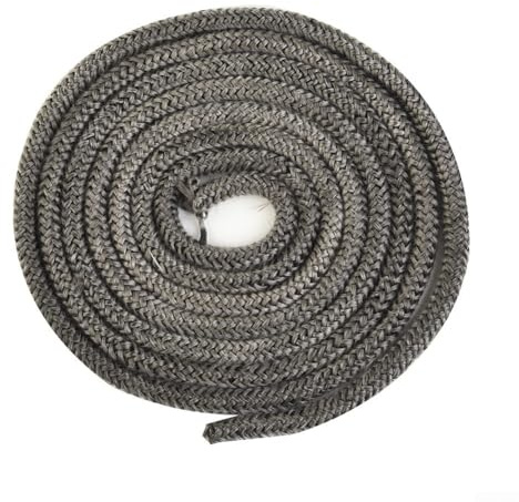 Schwarzes Fiberglas-Ofenseil, 6 mm oder 8 mm Durchmesser, 2 m Länge, hitzebeständige Dichtschnur für Holzofen, Holzbrenner, Kamin oder Kesseltürabdichtung (8 mm)