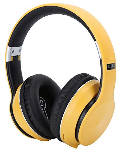 SIXRUN Kabelloses -Headset mit Kopfhalterung, Faltbarer Sportkopfhörer mit UKW-Radio, 10–12 Stunden Spielzeit, für Pendler und Outdoor-Aktivitäten (Yellow)