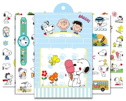 Temporäre Tattoos Auto Tattoo Stickers Set Party Favor Tattoo Aufkleber (4 Blätter) (Snoopy)