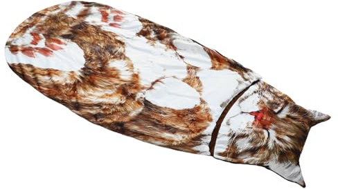 Fafeicy Sac de Couchage en Forme de Chat, Sac de Couchage Enveloppe en Peluche, Literie Adulte Douce et Chaude pour la Maison, Les Voyages, Le Camping, Design Confortable et Réaliste pour Les