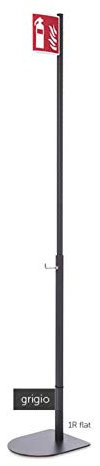 Kitpole - Support d'extincteur au Sol Couleur Grise 7021, Base Flat complète avec Tige et Cartel
