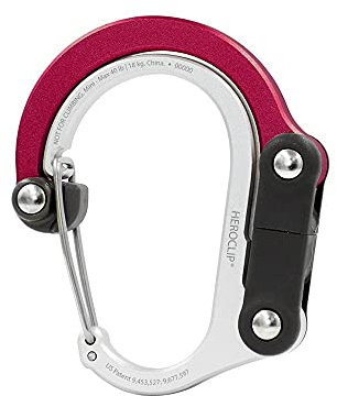 GEAR AID HEROCLIP Mousqueton et Crochet (Mini) pour Voyage, Bagages, et Petits Sacs, Rouge