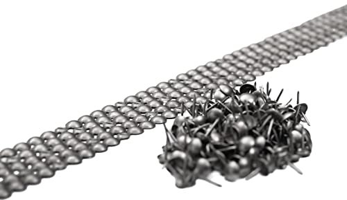 5 bandes de clous tapissier + 100 clous - Lentille Fer - Aluminium brossé - Ø9,5mm - Clous tapissier en bande
