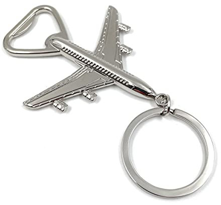 Onwomania Avion 4 Turbines Ouvre-bouteilles Porte-clés Porte-clés En Métal Argenté