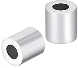 sourcing map 20Pcs M2 Aluminiumlegierung Hülse Crimp Knopfanschlagklemmen | Stahldrahtseil, 2mm
