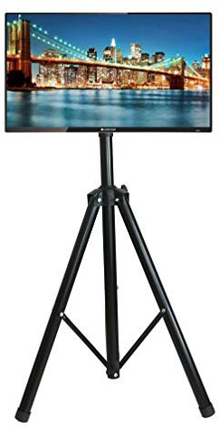 YFLY Black Tripod TV Display Portable Floor Stand Height Adjustable Mount for 32 to 55 Flat Screens